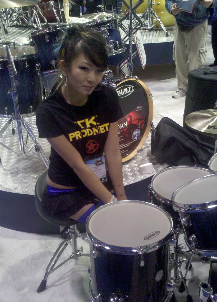 She strikes a pose and the cymbals began to shake!